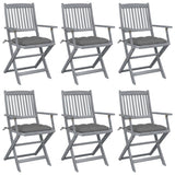 Chaises pliables d'extérieur lot de 6 et coussins Bois d'acacia