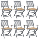 Chaises pliables d'extérieur lot de 6 et coussins Bois d'acacia