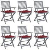 Chaises pliables d'extérieur lot de 6 et coussins Bois d'acacia