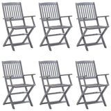 Chaises pliables d'extérieur lot de 6 et coussins Bois d'acacia