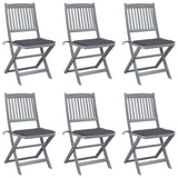 Chaises pliables d'extérieur lot de 6 et coussins Bois d'acacia