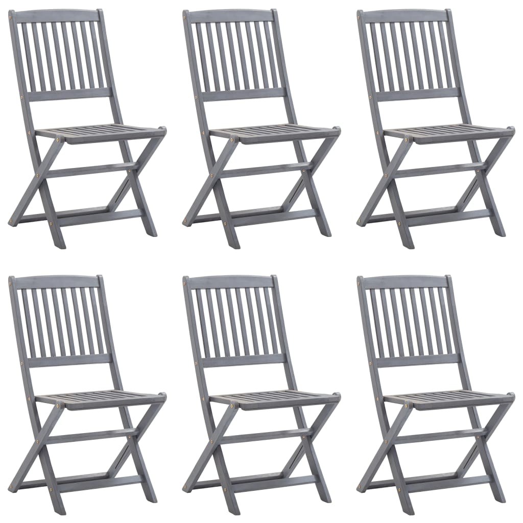 Chaises pliables d'extérieur lot de 6 et coussins Bois d'acacia