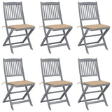 Chaises pliables d'extérieur lot de 6 et coussins Bois d'acacia