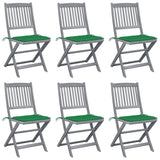 Chaises pliables d'extérieur lot de 6 et coussins Bois d'acacia