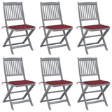 Chaises pliables d'extérieur lot de 6 et coussins Bois d'acacia