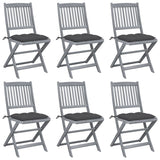 Chaises pliables d'extérieur lot de 6 et coussins Bois d'acacia