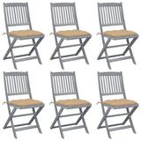 Chaises pliables d'extérieur lot de 6 et coussins Bois d'acacia