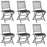 Chaises pliables d'extérieur lot de 6 et coussins Bois d'acacia