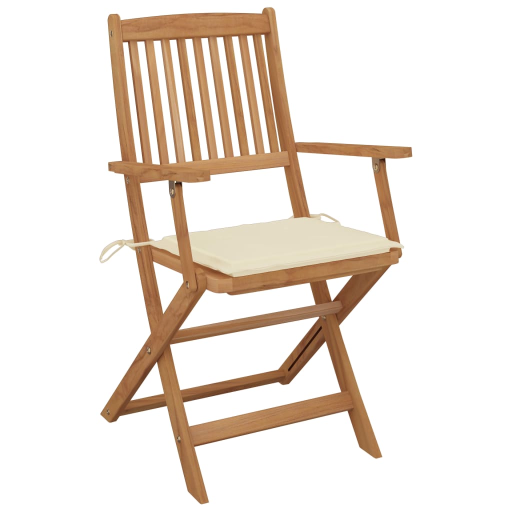 Chaises pliables de jardin lot de 6 avec coussins Bois d'acacia