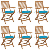 Chaises pliables de jardin lot de 6 avec coussins Bois d'acacia