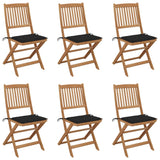 Chaises pliables de jardin lot de 6 avec coussins Bois d'acacia