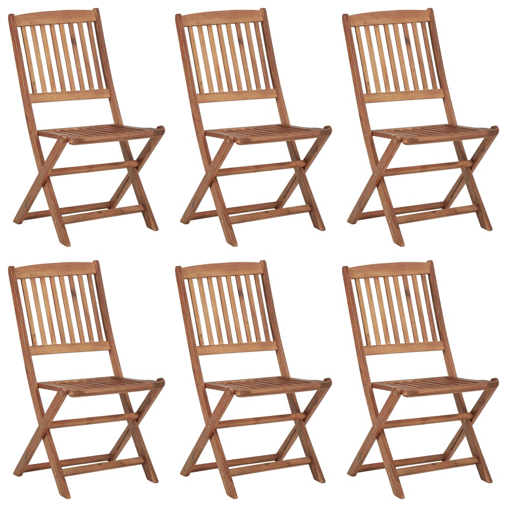 Chaises pliables de jardin lot de 6 avec coussins Bois d'acacia