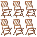 Chaises pliables de jardin lot de 6 avec coussins Bois d'acacia