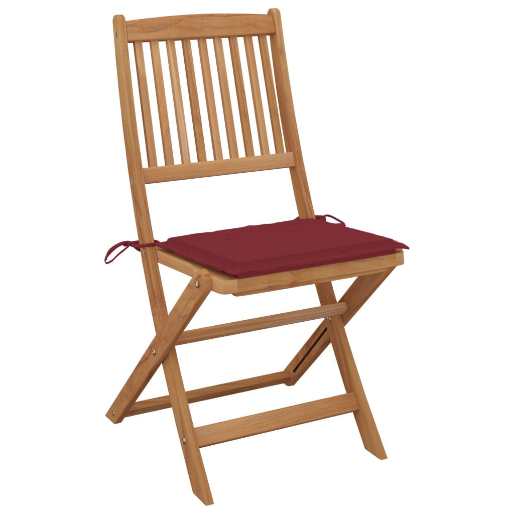 Chaises pliables de jardin lot de 6 avec coussins Bois d'acacia