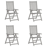 Chaises inclinables de jardin lot de 4 Gris Bois solide acacia