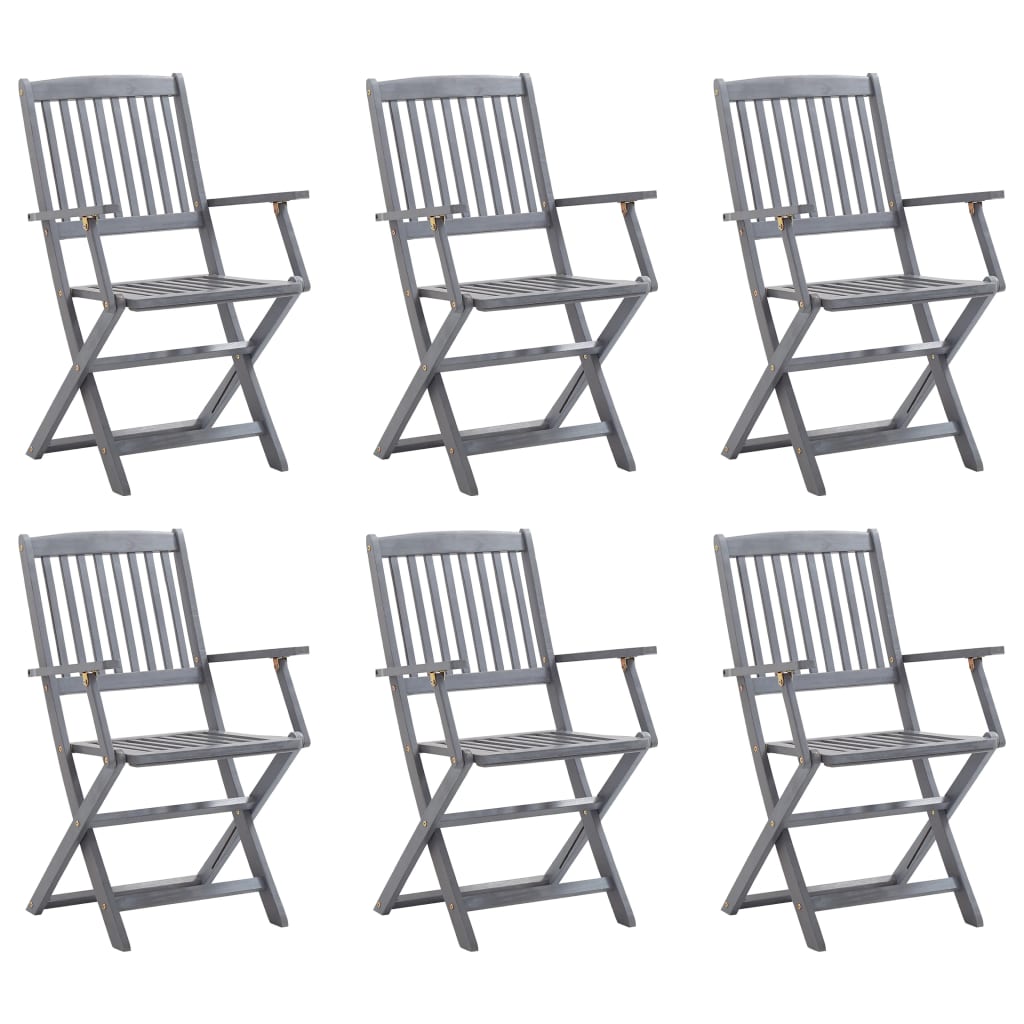 Chaises pliables d'extérieur lot de 6 Bois d'acacia solide