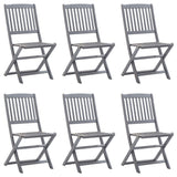 Outdoor Folding Chairs Set of 6 Solid Acacia Wood