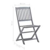 Outdoor Folding Chairs Set of 6 Solid Acacia Wood