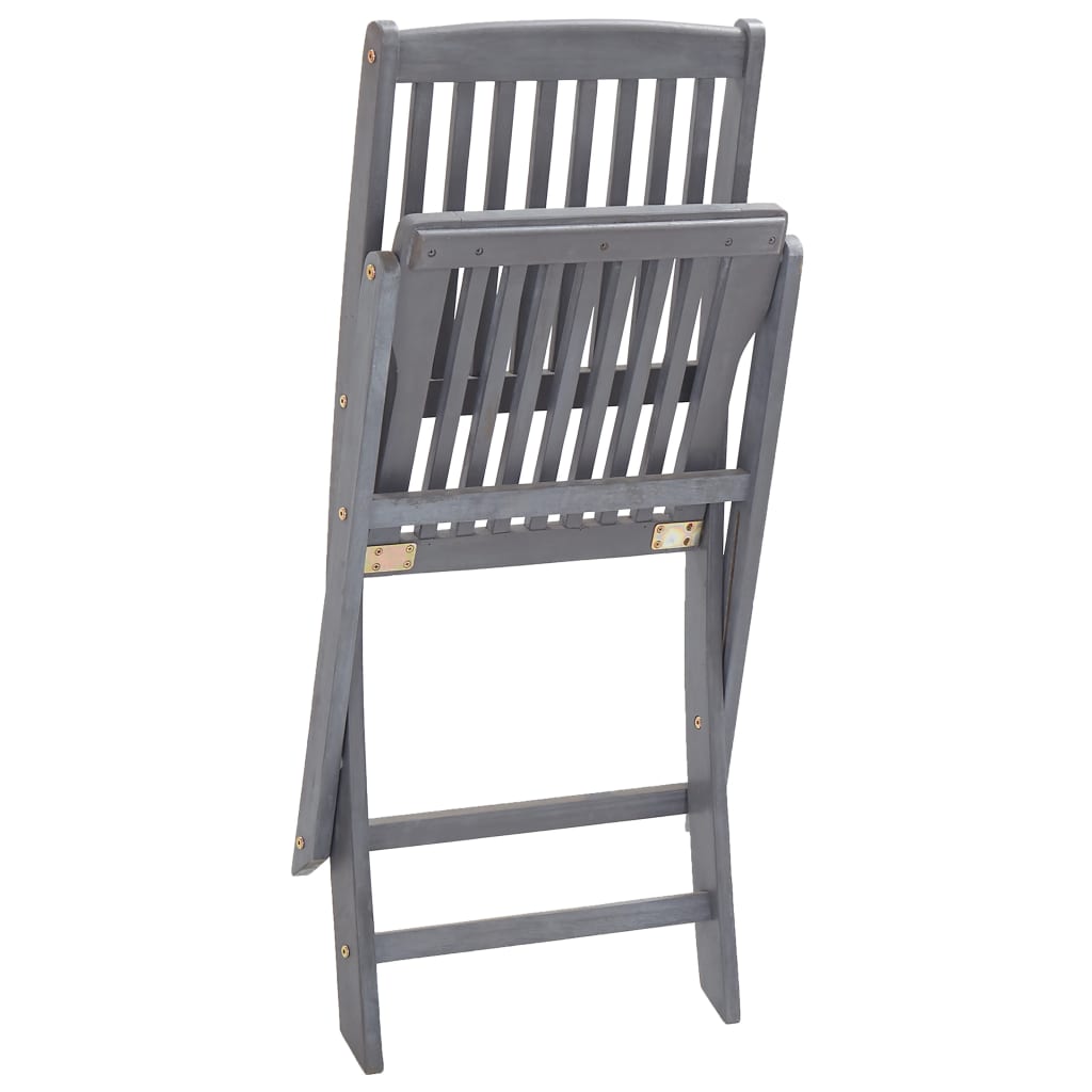 Outdoor Folding Chairs Set of 6 Solid Acacia Wood