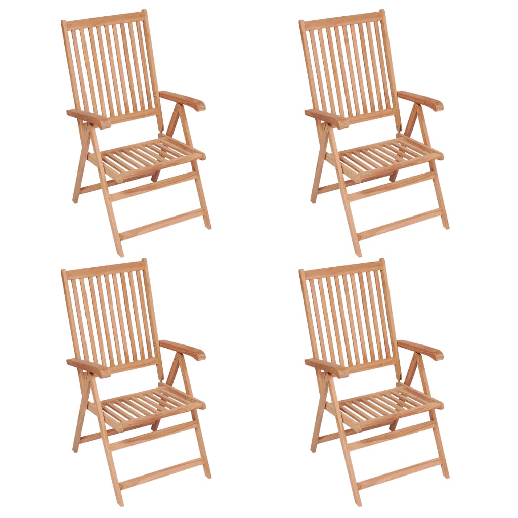 Chaises inclinables de jardin lot de 4 Bois de teck solide