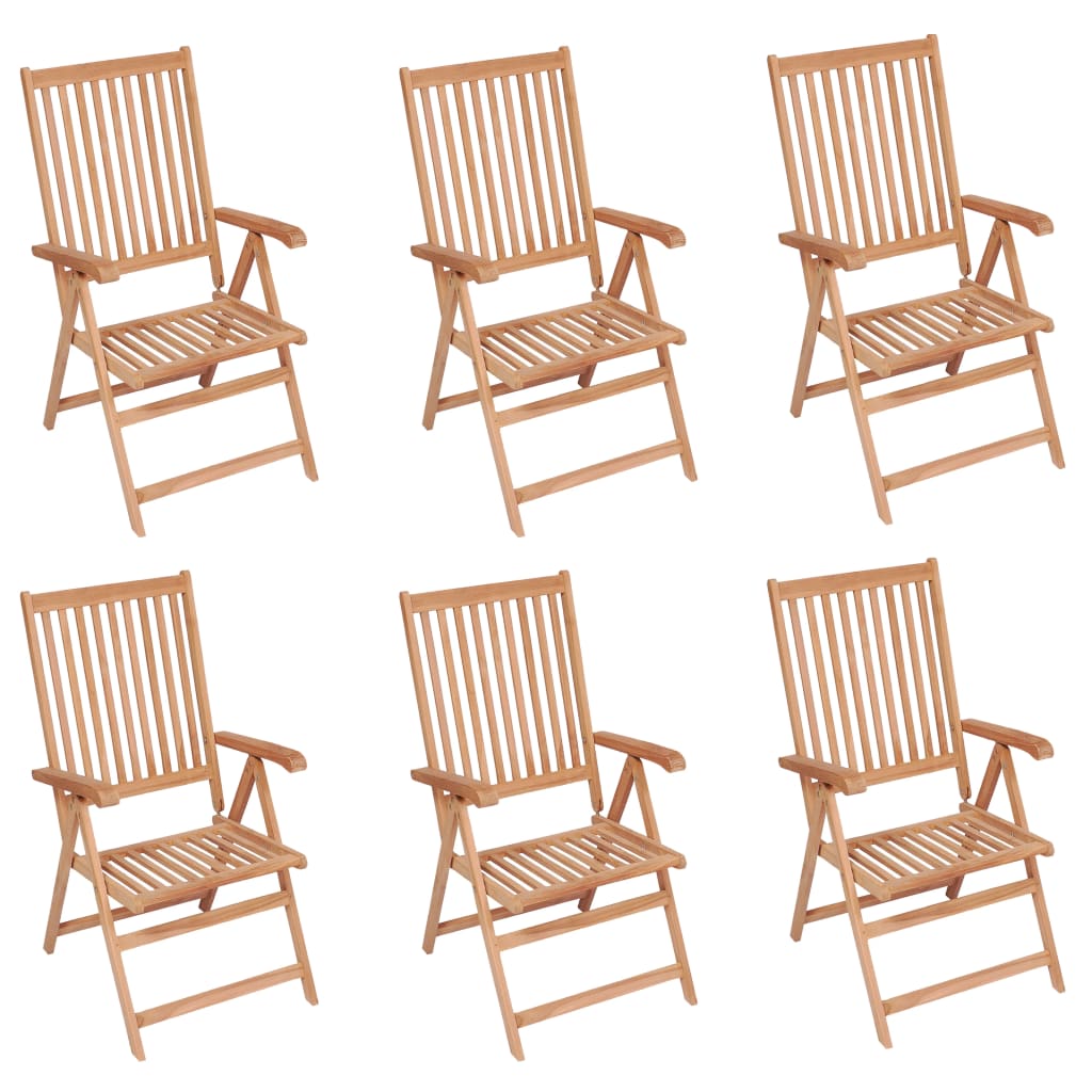 Chaises inclinables de jardin lot de 6 Bois de teck solide