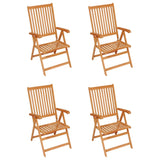 Chaises de jardin lot de 4 avec coussins bleu Bois teck solide