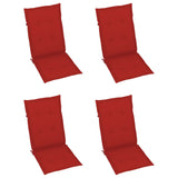 Chaises de jardin lot de 4 avec coussins rouge Bois teck massif