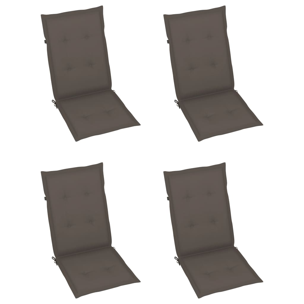 Chaises de jardin lot de 4 avec coussins taupe Bois teck solide