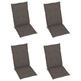 Chaises de jardin lot de 4 avec coussins taupe Bois teck solide