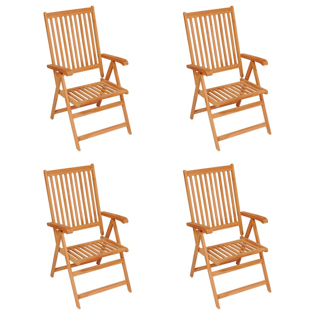 Chaises de jardin lot de 4 et coussins à motif de feuilles Teck