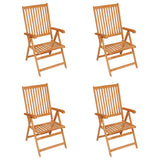 Chaises de jardin lot de 4 et coussins à motif de feuilles Teck