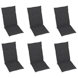 Chaises de jardin lot de 6 avec coussins anthracite Bois teck