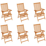 Chaises de jardin lot de 6 avec coussins crème Bois teck massif