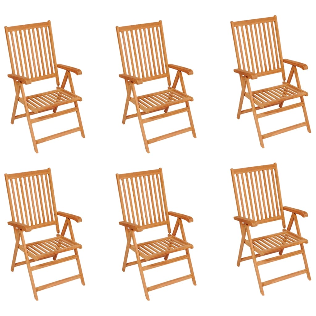 Chaises de jardin lot de 6 avec coussins beige Bois teck massif