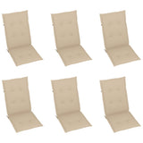 Chaises de jardin lot de 6 avec coussins beige Bois teck massif