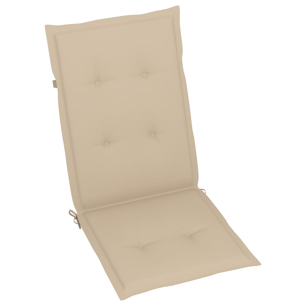 Chaises de jardin lot de 6 avec coussins beige Bois teck massif