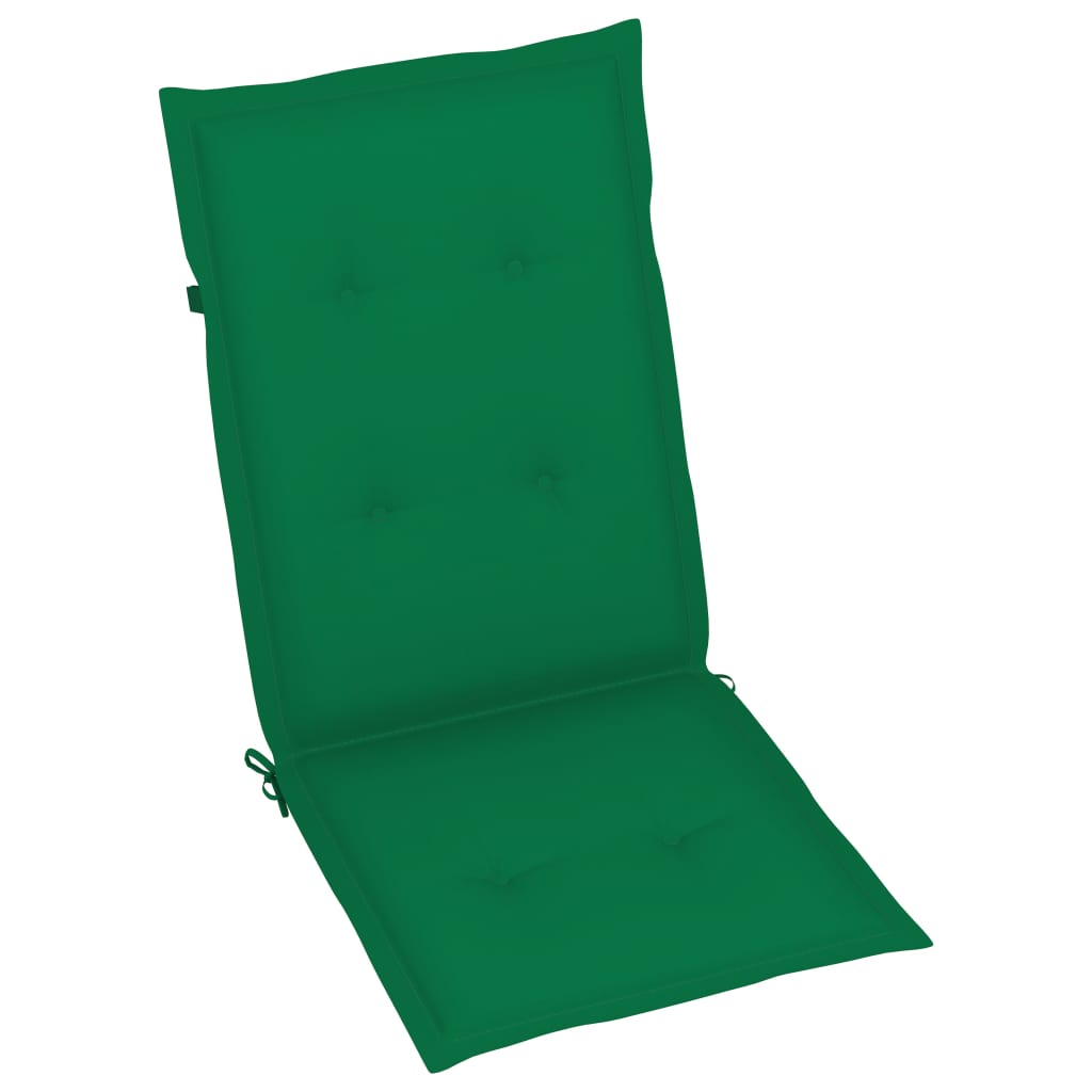 Chaises de jardin lot de 6 avec coussins vert Bois teck massif