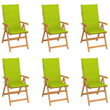 Chaises de jardin lot de 6 avec coussins vert vif Bois de teck