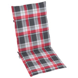 Chaises de jardin lot de 6 et coussins carreaux rouge Bois teck