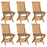 Chaises de jardin et coussins gris lot de 6 Bois de teck massif