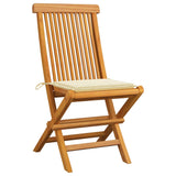 Chaises de jardin et coussins crème lot de 6 Bois teck massif