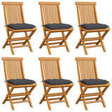 Chaises de jardin et coussins anthracite lot de 6 Bois de teck