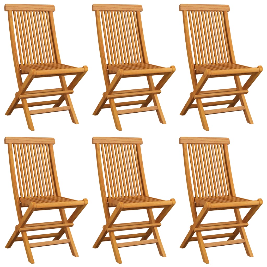 Chaises de jardin et coussins anthracite lot de 6 Bois de teck