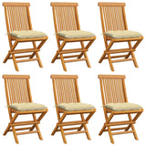 Chaises de jardin et coussins blanc crème lot de 6 Teck massif