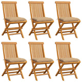 Chaises de jardin et coussins beige lot de 6 Bois teck massif