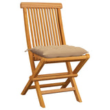 Chaises de jardin et coussins beige lot de 6 Bois teck massif