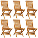 Chaises de jardin et coussins beige lot de 6 Bois teck massif