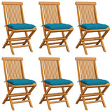 Chaises de jardin et coussins bleu clair lot de 6 Bois de teck