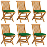 Chaises de jardin et coussins vert lot de 6 Bois de teck massif