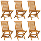 Garden chairs with bright green cushions set of 6 teak wood